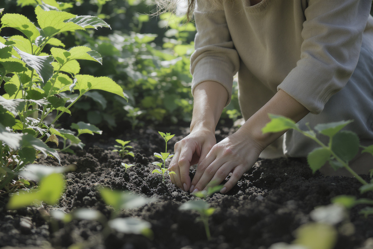 Personne pratiquant le jardinage